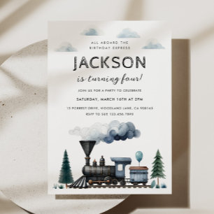 Train Birthday Party Invitation Kaart