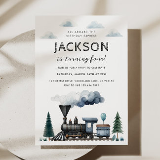 Train Birthday Party Invitation Kaart