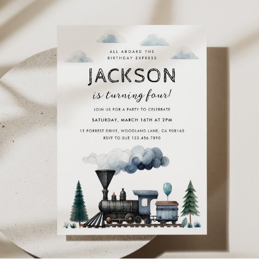 Train Birthday Party Invitation Kaart