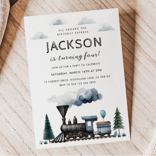 Train Birthday Party Invitation Kaart