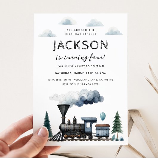 Train Birthday Party Invitation Kaart