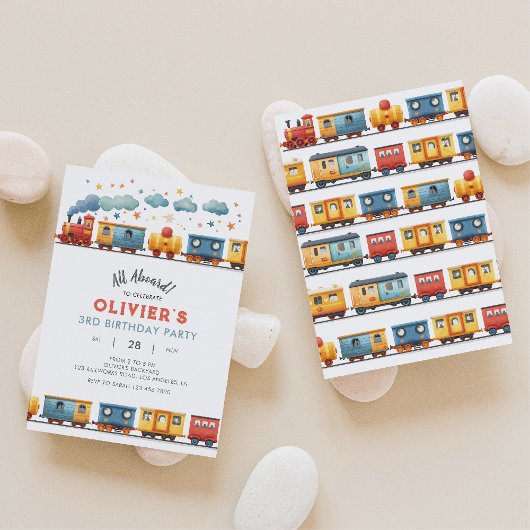 Train Birthday Party Invitation Kaart