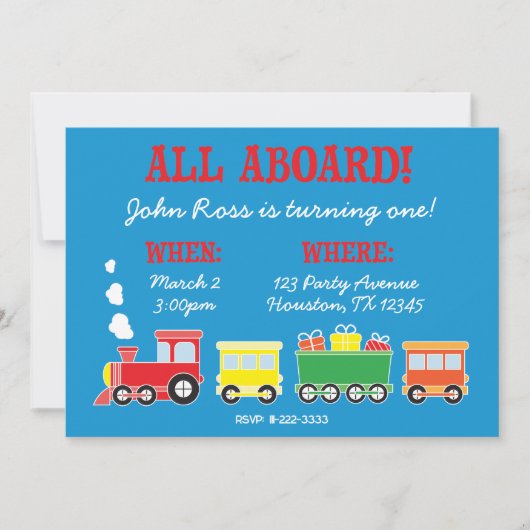 Train Birthday Party Invitation Kaart (Voorkant)