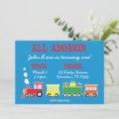 Train Birthday Party Invitation Kaart (Staand voorkant)
