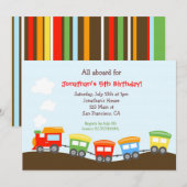 Train Birthday party Invitation Kaart (Voorkant / Achterkant)
