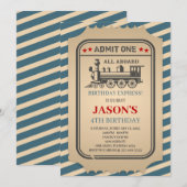 Train Birthday Party Kaart (Voorkant / Achterkant)