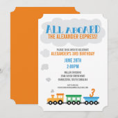 Train Birthday Party Kaart (Voorkant / Achterkant)