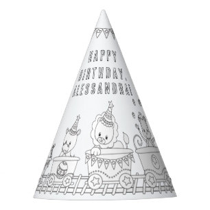 Train Birthday Party - Kleur uw eigen Pet Feesthoedjes