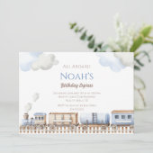 Train Birthday Uitnodiging op persoonlijke titel u (Staand voorkant)