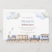 Train Birthday Uitnodiging op persoonlijke titel u (Voorkant / Achterkant)