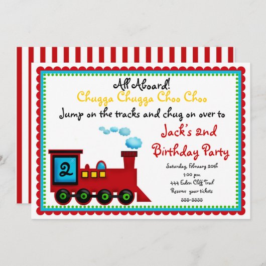Train Birthday-uitnodigingen Kaart (Voorkant / Achterkant)