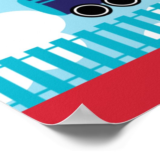 Train Birthday Welcome Poster (marine & Red) (Hoek)