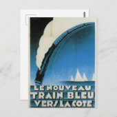 Train Bleu Cote D'Azur Frans Deco Travel Briefkaart (Voorkant / Achterkant)