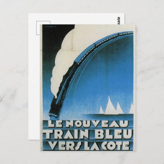 Train Bleu Cote D'Azur Frans Deco Travel Briefkaart (Voorkant / Achterkant)