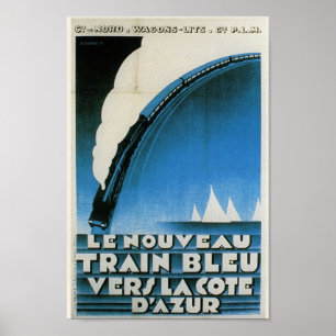 Train Bleu Cote D'Azur Frans Deco Travel Poster