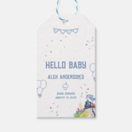 Train Blue Balloons Boy Whimsical Baby shower Cadeaulabel
