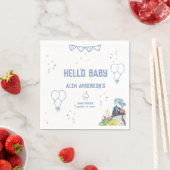 Train Blue Balloons Boy Whimsical Baby shower Servet (Insitu)