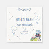 Train Blue Balloons Boy Whimsical Baby shower Servet (Voorkant)