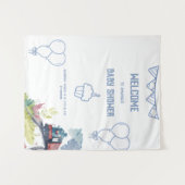 Train Blue Balloons Boy Whimsical Baby shower Wandkleed (Voorkant (horizontaal))