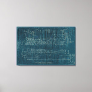 Train Blueprint I Canvas Afdruk