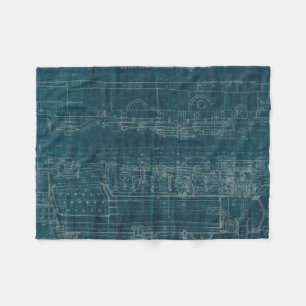 Train Blueprint I Fleece Deken