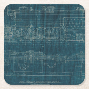 Train Blueprint I Kartonnen Onderzetters