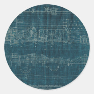 Train Blueprint I Ronde Sticker