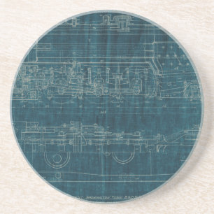 Train Blueprint I Zandsteen Onderzetter
