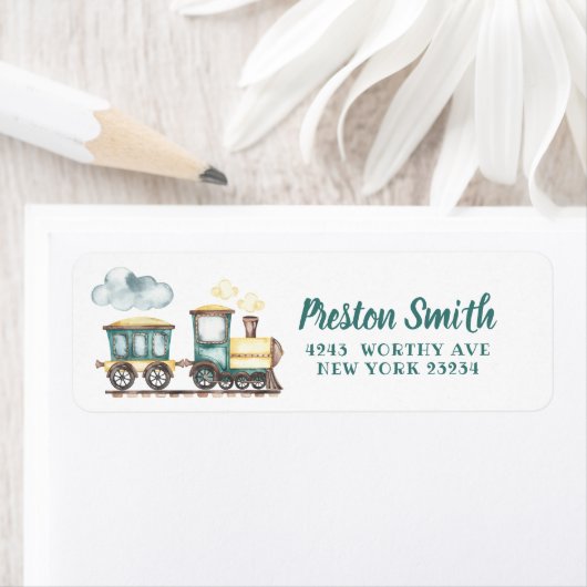 Train Boy 2e verjaardag adreslabel Etiket (Insitu)