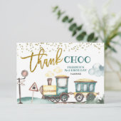 Train Boy 2e Verjaardag Dank u kaart (Staand voorkant)