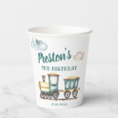 Train Boy 2e Verjaardag Paper Cup Thema Papieren Bekers (Achterkant)