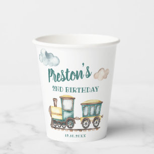 Train Boy 2e Verjaardag Paper Cup Thema Papieren Bekers