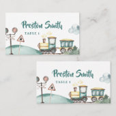 Train Boy 2e Verjaardag Plaats Kaart Thema Plaatskaartje (Voorkant / Achterkant)