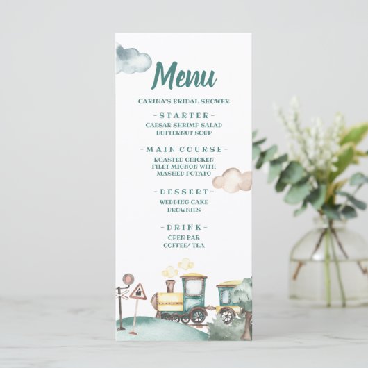 Train Boy Tweede Verjaardagsmenu Kaart (Staand voorkant)
