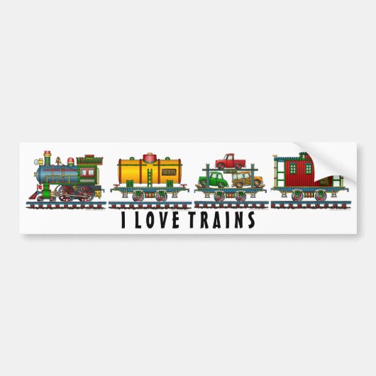 "Train Caboose Car, Train Car Carrier Auto Car, .. Bumpersticker (Voorkant)