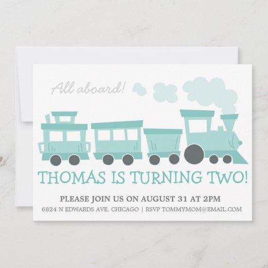 Train Cars Birthday Party Invite Kaart (Voorkant)