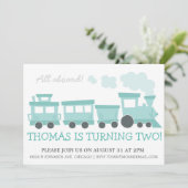 Train Cars Birthday Party Invite Kaart (Staand voorkant)