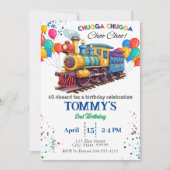 Train Choo Choo verjaardagsuitnodiging Kaart (Voorkant)