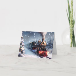 Train Christmas Scene Wenskaart Feestdagen Kaart