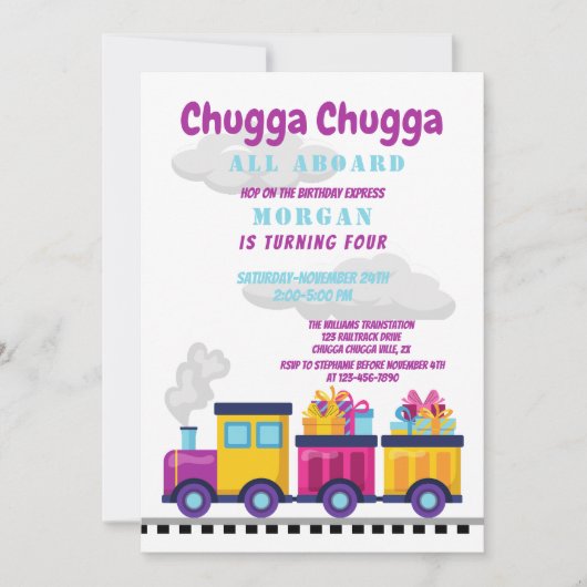 Train Chugga Choo Cartoon Elke Verjaardag Kaart (Voorkant)