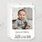 Train Chugga Two Photo Birthday Greeting Magnetische Uitnodiging (Voorkant)