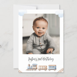 Train Chugga Two Photo Birthday Greeting Magnetische Uitnodiging