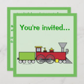 Train Coloring Birthday Party-uitnodiging Kaart (Voorkant / Achterkant)
