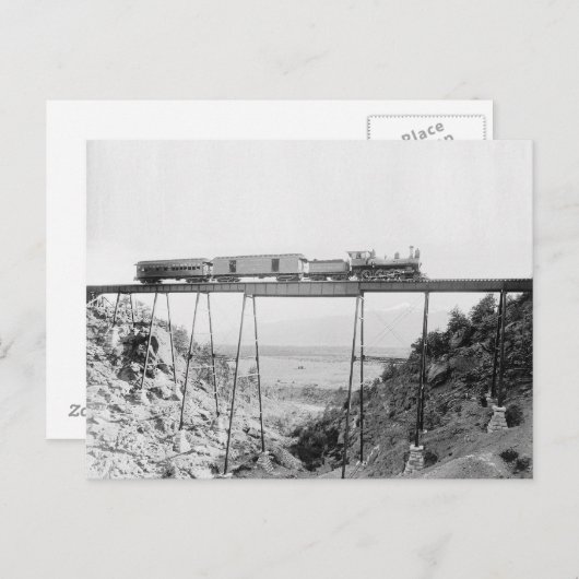Train Crossing High Bridge, 1890 Briefkaart (Voorkant / Achterkant)