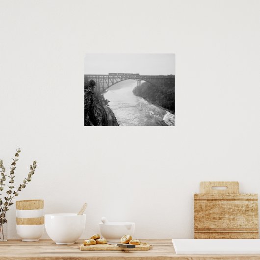 Train Crossing Niagara River, 1910.  foto Poster (Keuken)