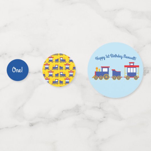 Train Cute Choo-Choo 1st Birthday Party Thema Confetti (Achterkanten)