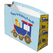Train Cute Choo-Choo 1st Birthday Party Thema Groot Cadeauzakje (Achterkant Gekanteld)