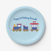 Train Cute Choo-Choo 1st Birthday Party Thema Papieren Bordje (Voorkant)