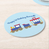 Train Cute Choo-Choo 1st Birthday Party Thema Ronde Kartonnen Onderzetter (Gebogen)