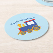 Train Cute Choo-Choo 1st Birthday Party Thema Ronde Kartonnen Onderzetter (Gebogen)